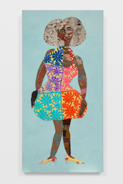 Kitten

2026

Gesso, acrylic, fast drying medium, varnish, oil, fabric, thread, painted canvas on canvas

244 x 122 cm / 96 x 48 in

&amp;copy; Tschabalala Self