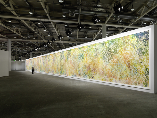 Installation view, Sam Falls, Spring to Fall, Art Basel Unlimited, Basel, 2024