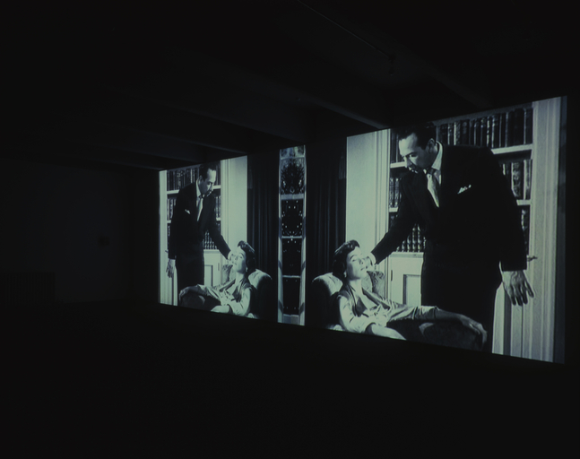 Installation view of video work by Douglas Gordon