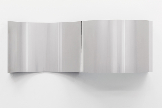 Steel Surrogates (48&amp;rdquo; x 120&amp;rdquo; 16 Gauge 304 Stainless Steel Alloy, Convex Curve / 48&amp;rdquo; x 120&amp;rdquo; 16 Gauge 304 Stainless Steel Alloy, Concave Curve)

2019

Polished steel; 2 parts

Ed. 3/5 + 1 AP

Part 1 61 x 84 x 23 cm / 24 x 33 x 9 in

Part 2 61 x 84 x 43 cm / 24 x 33 x 17 in

Total dims. 61 x 167 x 43 cm / 24 x 65 3/4 x 17 in

&amp;copy; Walead Beshty