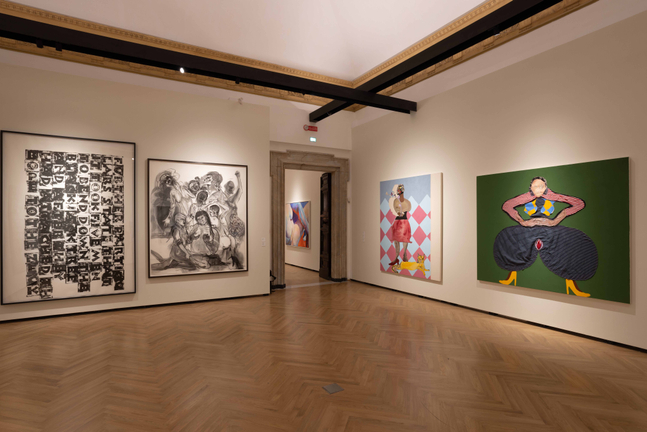 Installation view, Tschabalala Self,&amp;nbsp;Day for Night: American Realism, Palazzo Barberini, Rome, 2024