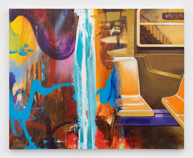 Christopher &amp;quot;Daze&amp;quot; Ellis
Discontinued Seats, 2025
acrylic, spray paint on canvas
24 x 30 ins.
61 x 76.2 cm
