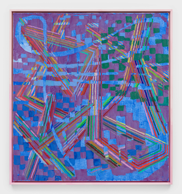 Keltie Ferris
NeW oRiOn, 2025
oil and vinyl paint on canvas with artist frame
Framed: 68 x 63 ins.
172.7 x 160 cm