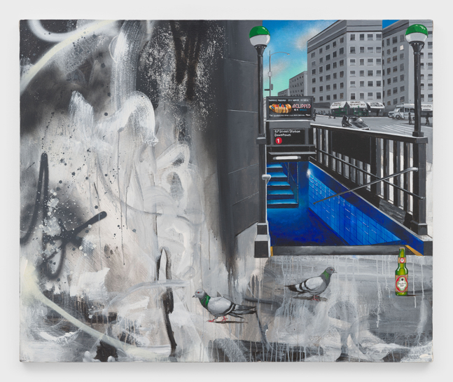Chris &amp;quot;Daze&amp;quot; Ellis
157th Street, 2024
acrylic and spray paint on canvas
50 x 60 ins.
127 x 152.4 cm