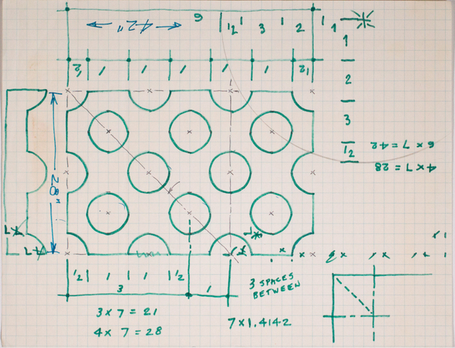 Ink on gridded paper
8 1/2 &amp;times; 11 in. (21.6 &amp;times; 27.9 cm)