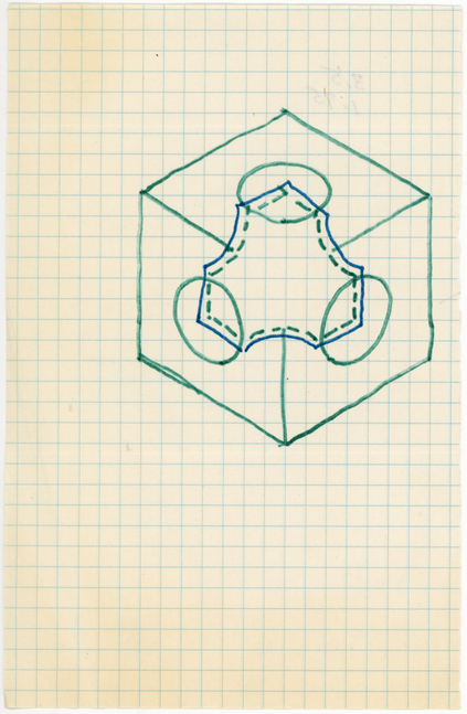 Ink on gridded paper
8 1/2 &amp;times; 5 1/2 in. (21.6 &amp;times; 14 cm)