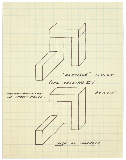 Marriage, 1965
Ink on gridded paper
11 &amp;times; 8 1/2 in. (27.9 &amp;times; 21.6 cm)