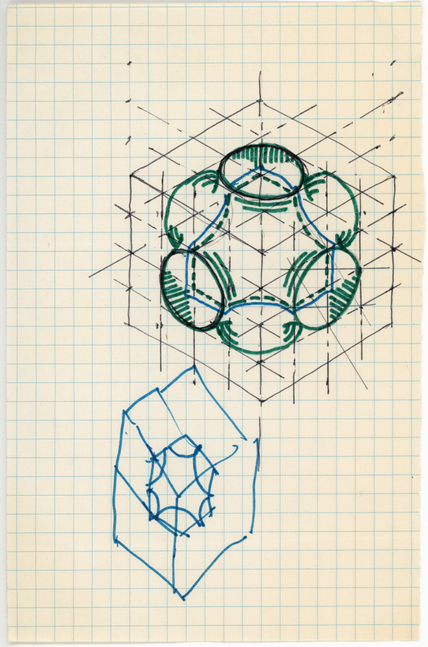 Ink on gridded paper
8 1/2 &amp;times; 5 1/2 in. (21.6 &amp;times; 14 cm)