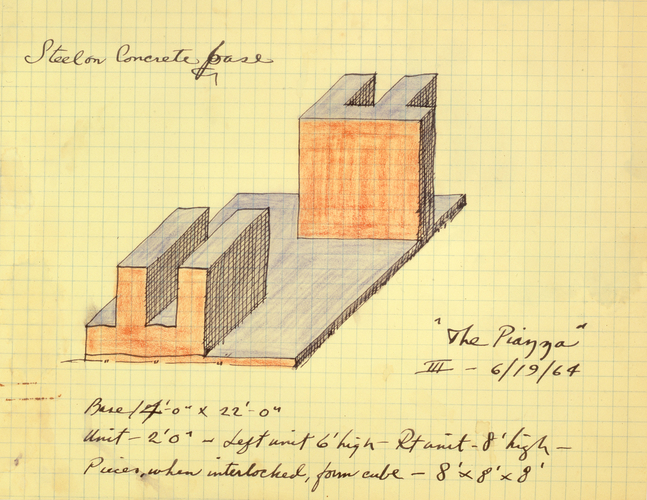The Piazza III, 1964
Ink, pencil and colored pencil on paper
8 1/2 &amp;times; 11 in. (21.6 &amp;times; 27.9 cm)