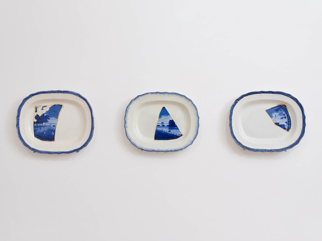 PAUL SCOTT

Cumbrian Blue(s), Castle Garden Battery, New York, (after Enoch Wood) Triptych, 2015-2019

Fragments of Enoch Wood &amp;amp; Sons New York Battery

13&amp;quot; H x 16&amp;quot; W x 1.75&amp;quot; D Each
