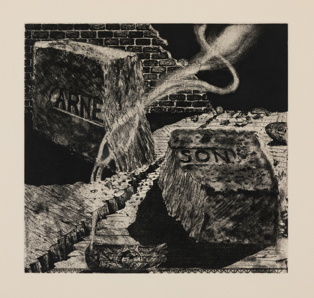 Robert Arneson California Brick, 1975-1976 etching on paper, A.P. 1 16 x 16 1/2 in.