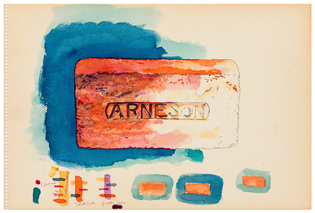 Robert Arneson Untitled (Brick), 1976 watercolor on paper 12 x 17 3/4 in.