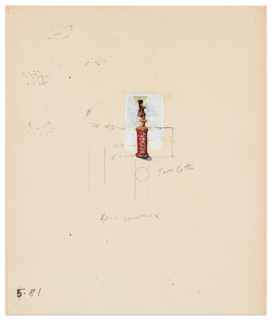 Robert Arneson Study for Brick Sculpture, 1981 mixed media and collage on paper 28 x 23 3/4 in.