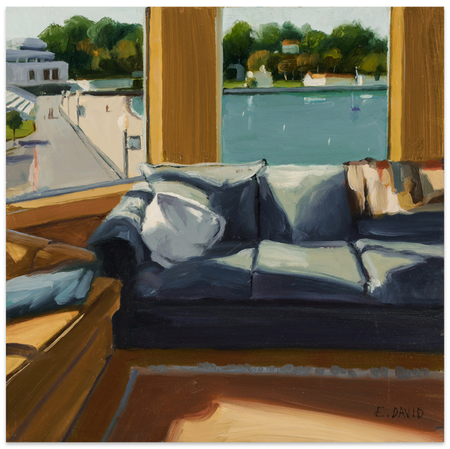 Eileen David Window on the Cove, 2021 oil on board 8 x 8 in.