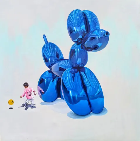 Kids Playing With Masters (Koons, Balloon Dog), 2025