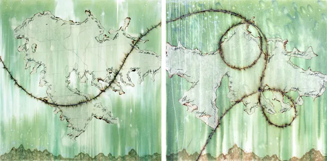 Mira Lehr, What this Earth does not Remember I and II (diptych), 2020