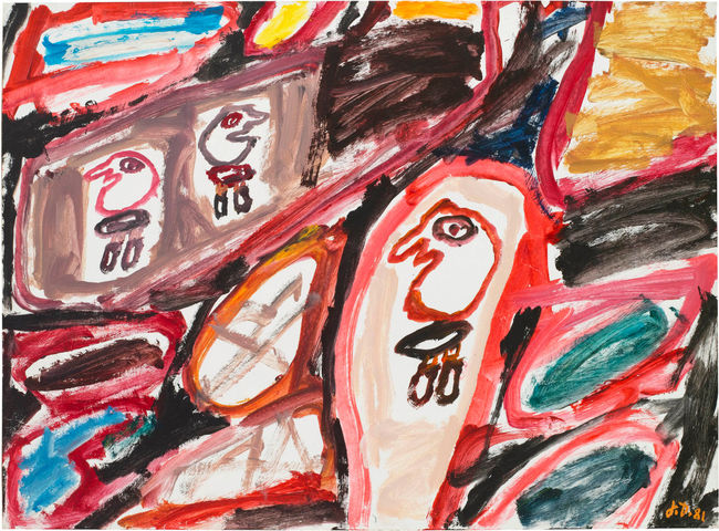 Jean Dubuffet, Site avec 3 personnages, August 19, 1981