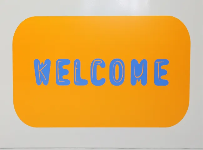 Nancy Dwyer, Welcome (Orange/Blue), 2015