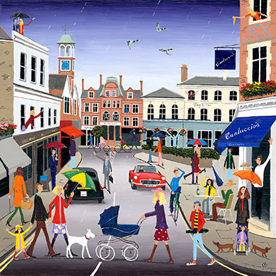 Louise Braithwaite, Wimbledon Village in the Rain