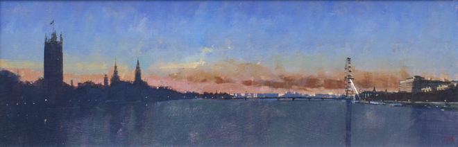 David Sawyer RBA, London sunset, view from Lambeth Bridge