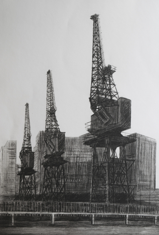 Melanie Bellis, Shipping Cranes at Blue Bridge