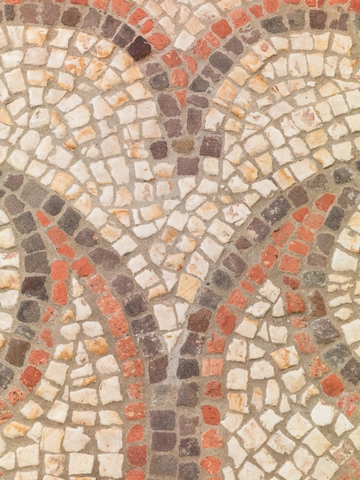 Two sections of Roman mosaic with geometric pelta pattern, England, Hampshire, c.360 AD