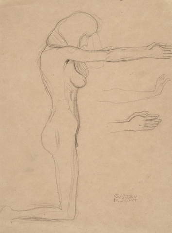 Gustav Klimt, Study for 'The Sufferings of Weak Humanity' from the Beethoven Frieze, 1902