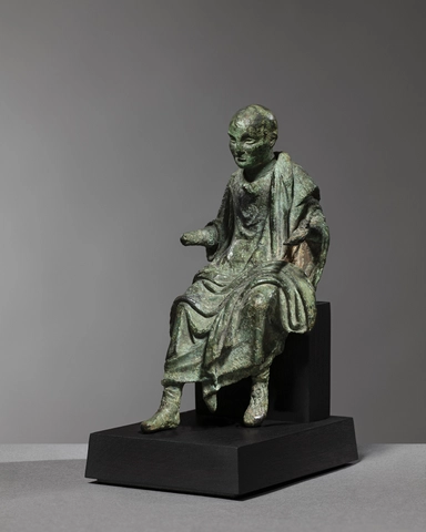 Roman statuette of a seated philosopher, 2nd-3rd century AD