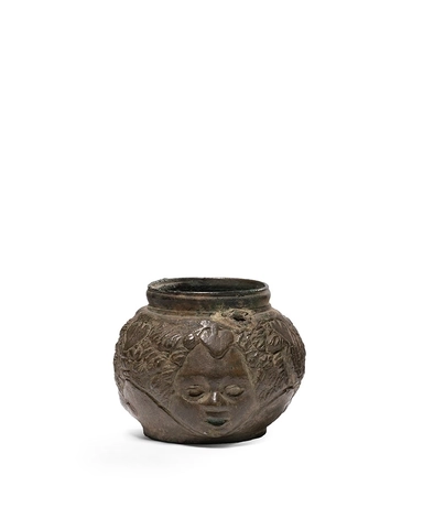 Roman vessel with three heads in relief, c.1st-2nd century AD