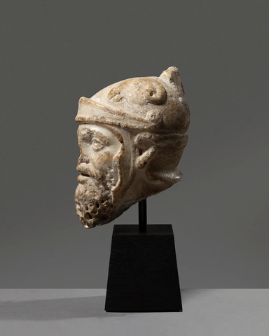 Roman head of a helmeted soldier, Italy, c.2nd-3rd century AD