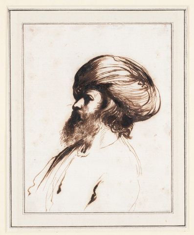 Giovanni Francesco Barbieri, called Guercino, Head of a Bearded Man Wearing a Turban, c. 1650