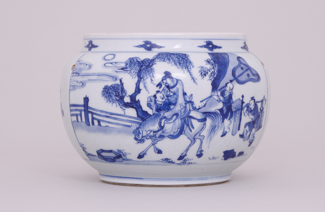 A CHINESE BLUE AND WHITE JAR, Kangxi (1662-1722)