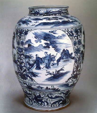 A RARE LARGE BLUE AND WHITE JAR, Transitional, circa 1630