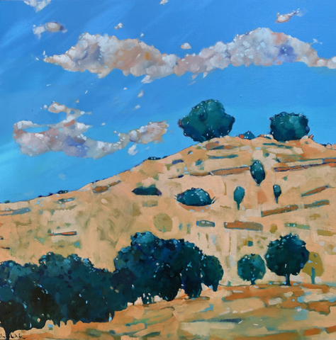 Woke Up An Optimist, 2022 oil on linen 60 x 60cm (Framed in Tasmanian Oak 65 x 65cm)