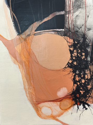 Claire Yerbury,  b.1970- NY, USA, Lives & works in Australia  Deeper, 2023  Mixed media on wooden panel  44 x 34cm