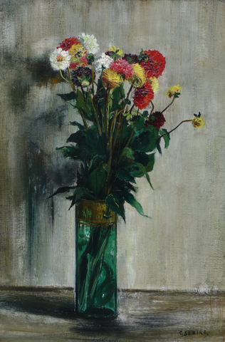 Gaston Sebire, Still life of dahlias