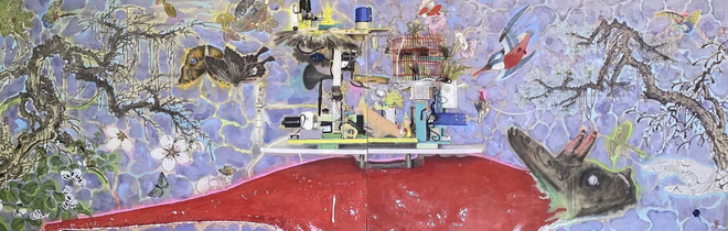 童昆鸟 TONG Kunniao  红恐龙背上的风景图, 2023