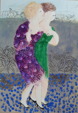 Richard Sorrell, Two Women Walking and Laughing