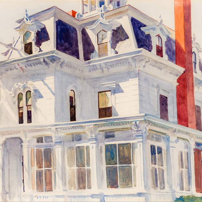 EDWARD HOPPER (1882–1967), "Talbot’s House," 1926. Watercolor on paper, 13 7/8 x 20 in. (detail).