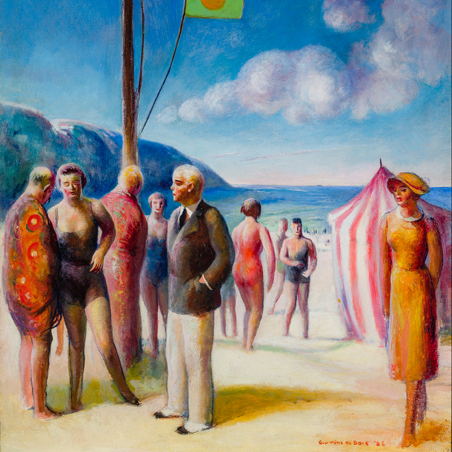 GUY PÈNE DU BOIS (1885–1958), "Beach at Deauville," 1926. Oil on canvas, 22 x 18 in.. (detail).