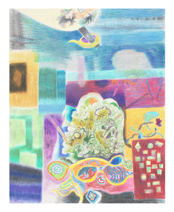 Imaginary NY Topography, 2021, Prismacolor and oil pastel on paper
