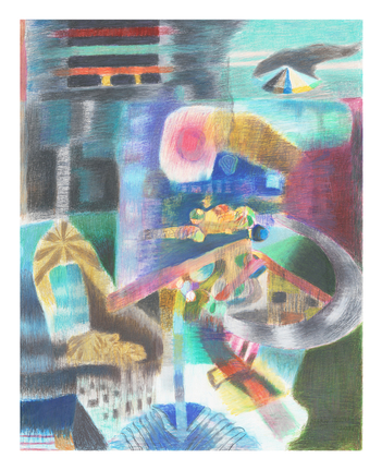 Daydream Divulgence, 2021, Prismacolor and oil pastel on paper