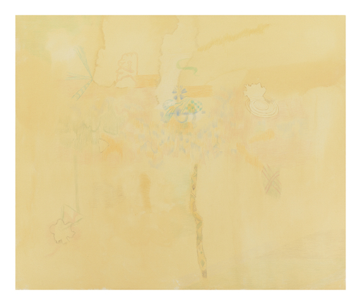 Ochre Brooklyn Thoughtscape, 2023, Acrylic and colored pencil on canvas