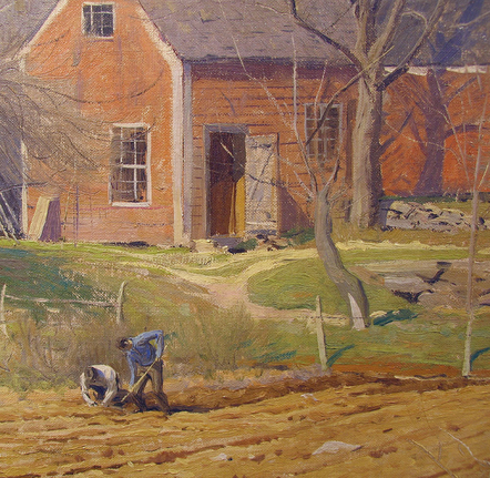 Detail of "The Red House" by Ogden Pleissner.