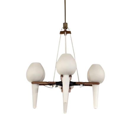 Opaline Suspended Four Glass Pendant Chandelier