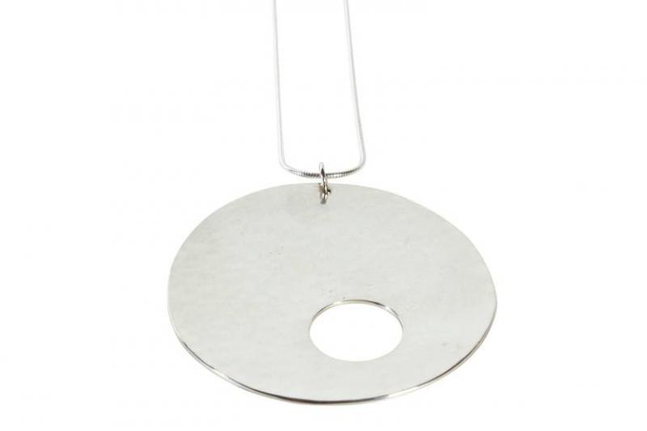 Limited Edition Sterling Silver Gong Style Pendant Designed by Harry Bertoia