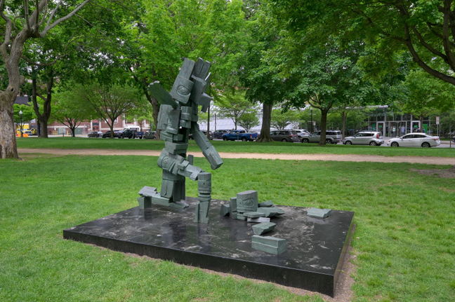 Installation view of&nbsp;Nicholas Galanin's&nbsp;I think it goes like this (pick yourself up), 2025, Boston Public Art Triennial, Boston, MA, 2025