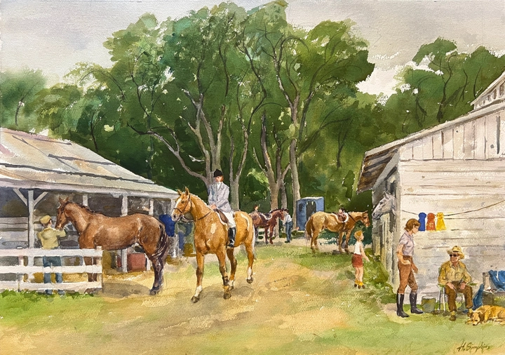 Henry J. Simpkins 1906-1995Show At Carman, Manitoba signed, 'H. Simpkins' (lower right); titled 'Show at Carman (Man.)' (verso) Watercolour 20 1/2 x 28 7/8 in 52 x 73.4 cm