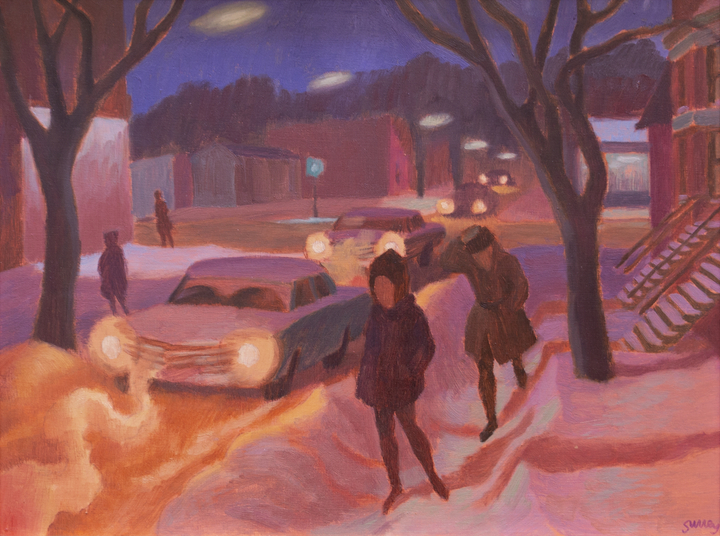 Philip Surrey Winter Night, 1965 (circa) Oil on masonite 12 x 16 in 30.5 x 40.6 cm