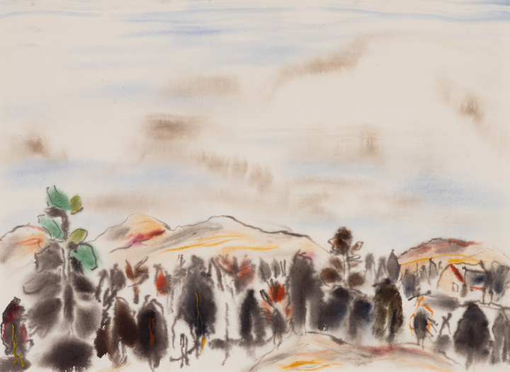 David Milne, Pine and Bare Hills II (Baptiste Lake, Ontario), January 1952